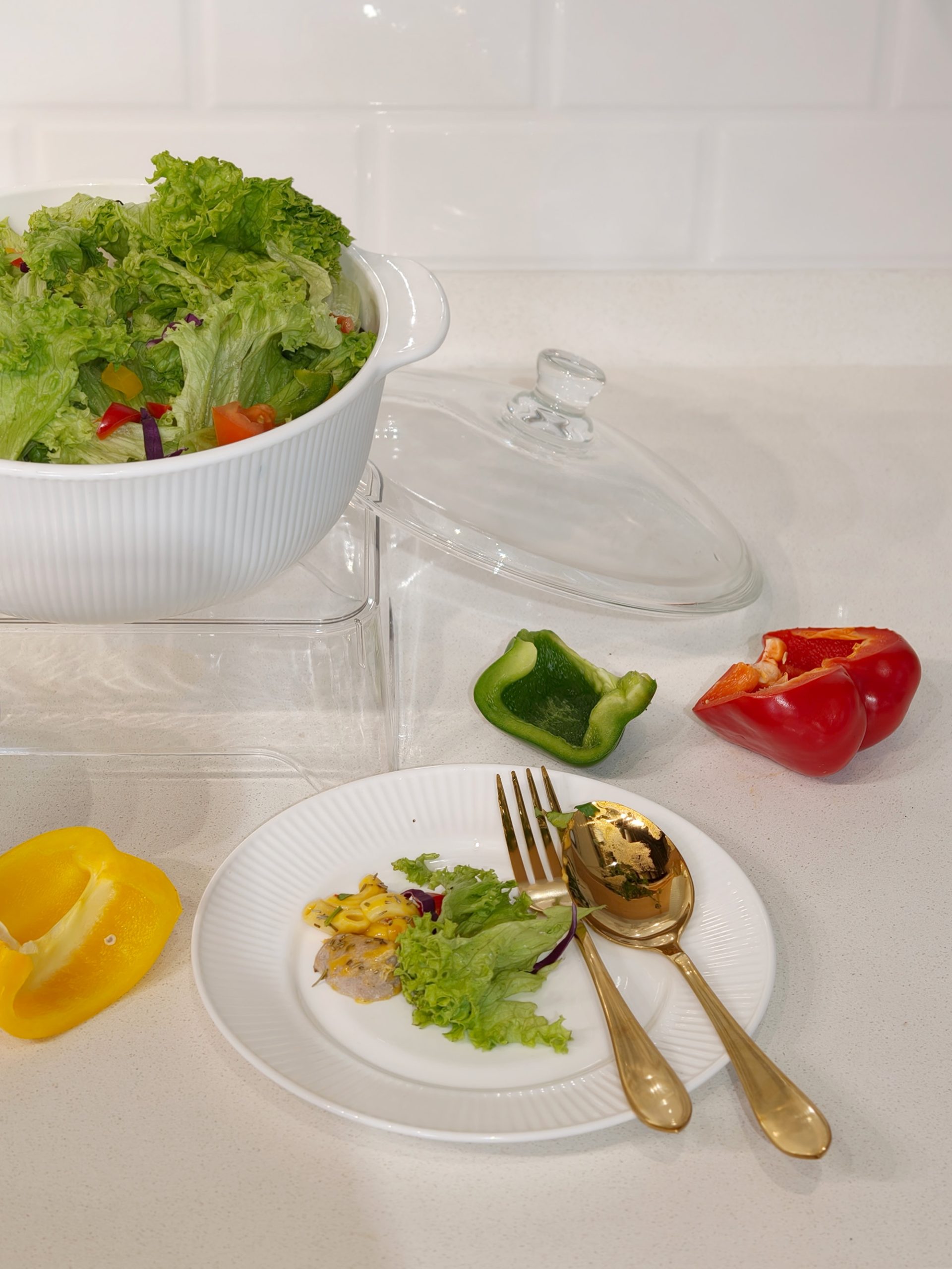 Dinexe Opal Glass White Casserole With Lid Set 4pcs - Linea