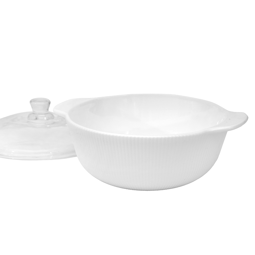 Dinexe Opal Glass White Casserole With Lid Set 4pcs - Linea