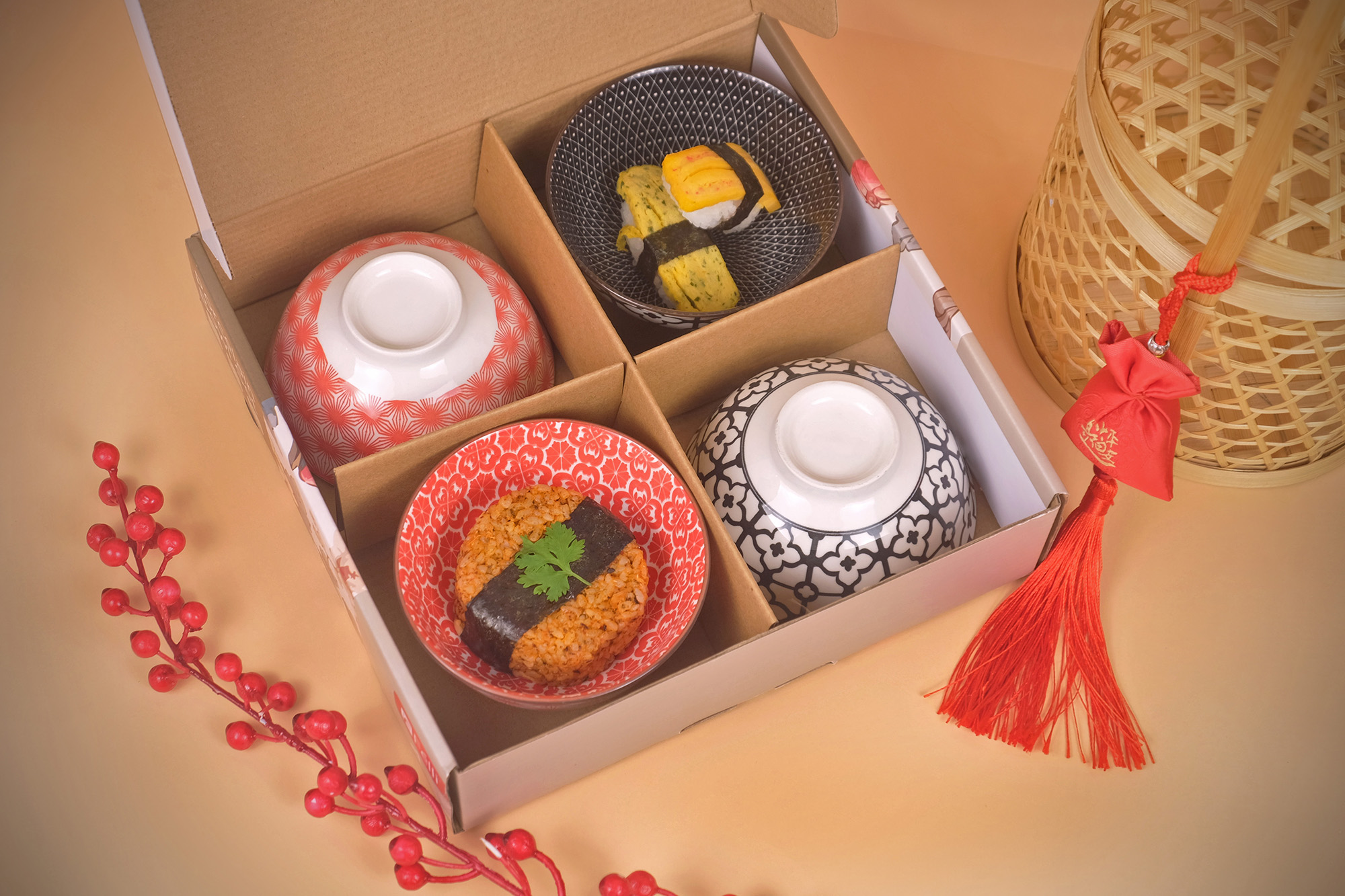 Harmonika Porcelain Rice Bowl 4.5" Set 4pcs - Oriental