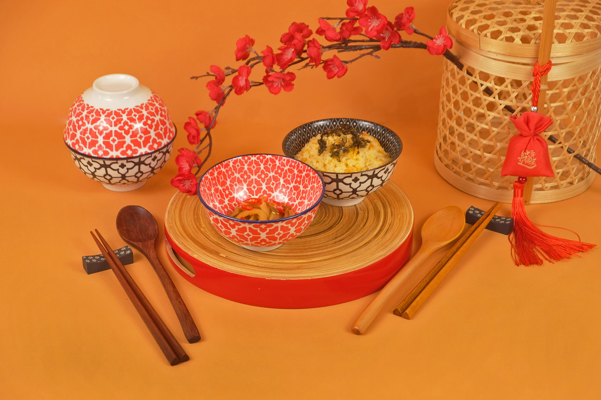 Harmonika Porcelain Rice Bowl 4.5" Set 4pcs - Oriental