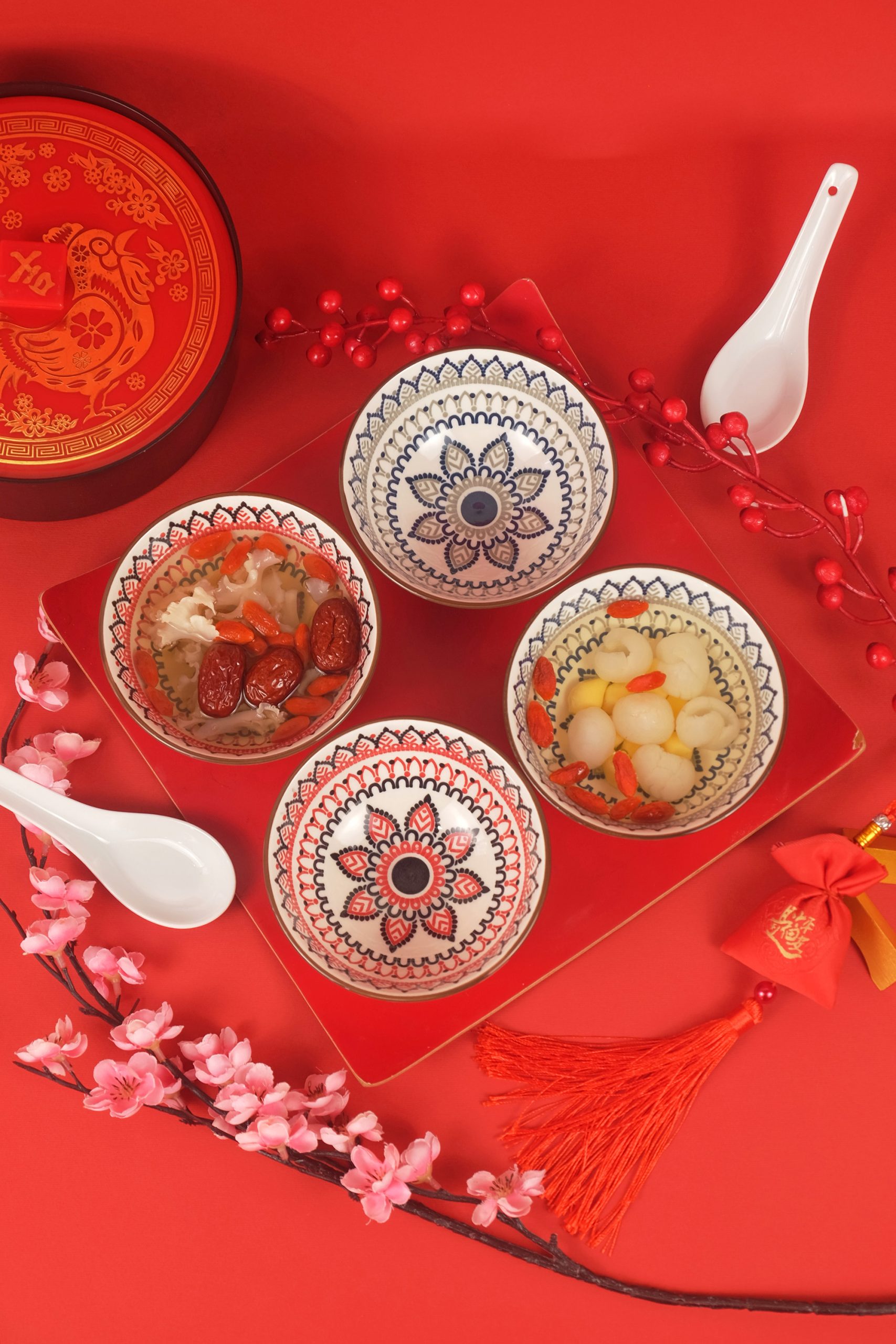 Harmonika Porcelain Rice Bowl 4.5" Set 4pcs - Oriental