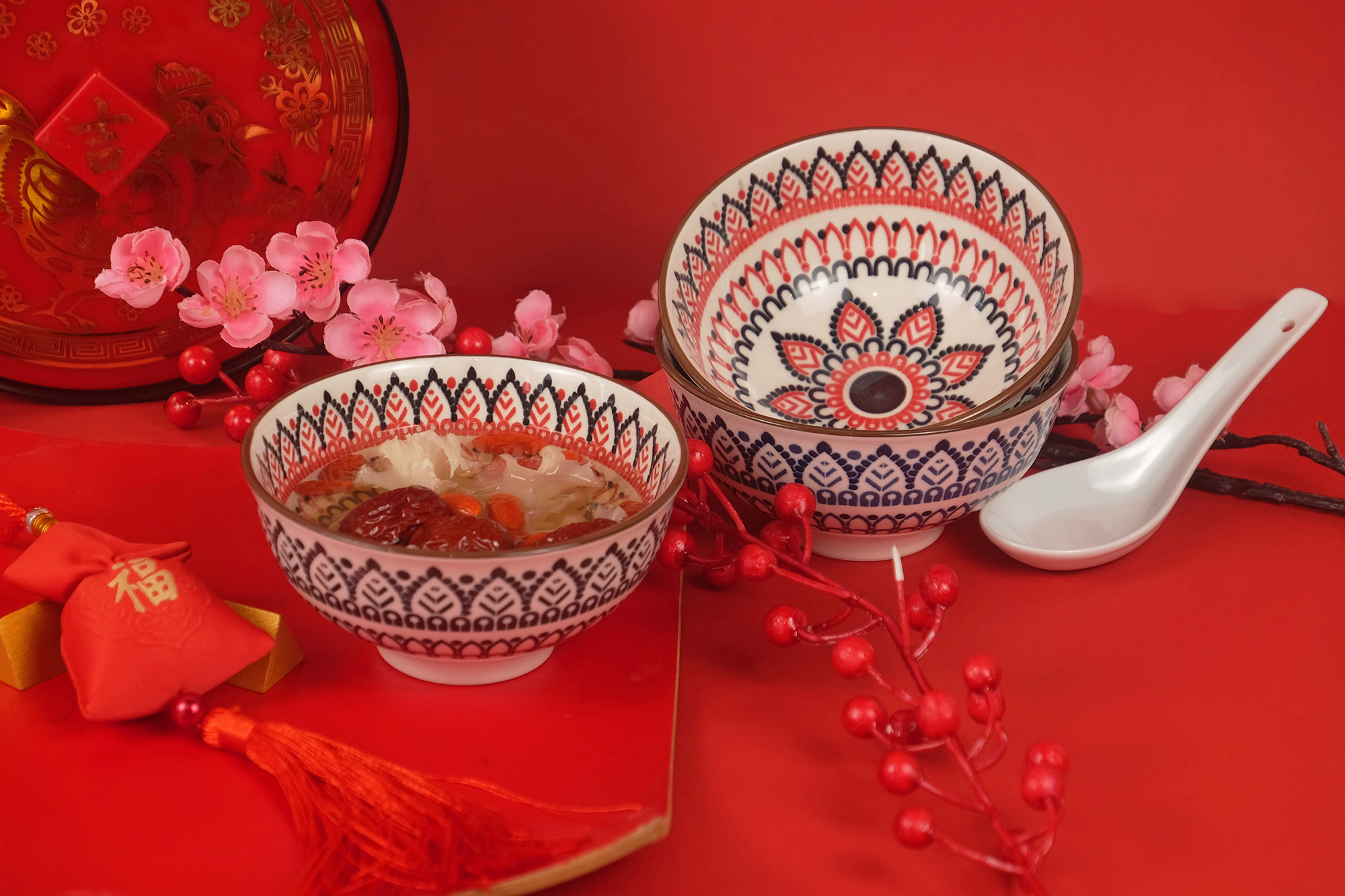 Harmonika Porcelain Rice Bowl 4.5" Set 4pcs - Oriental