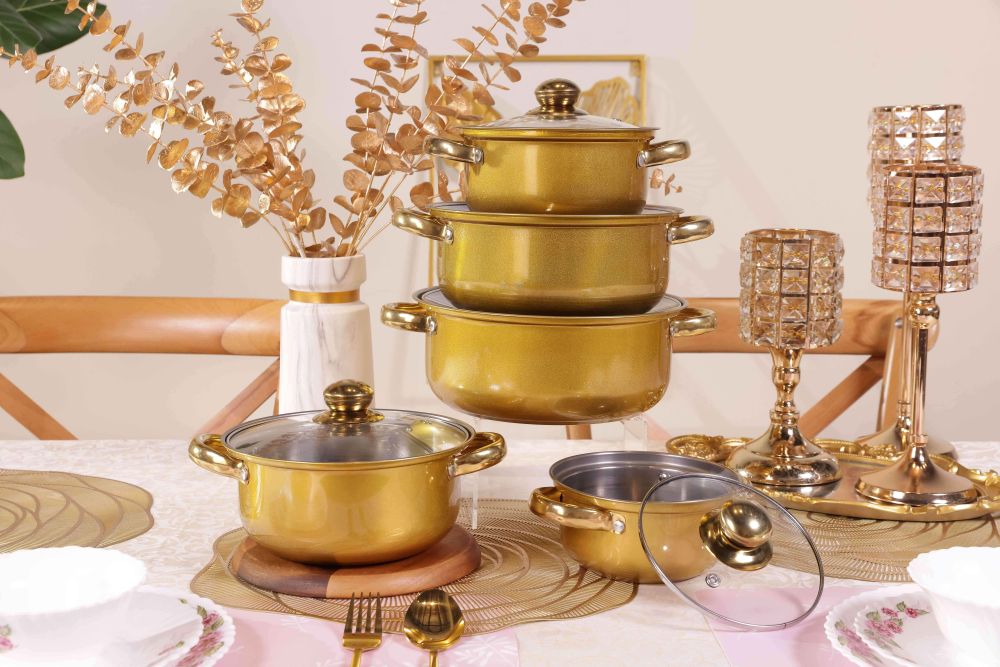 Fabian Stainless Steel Casserole With Lid Set 5pcs - Gold