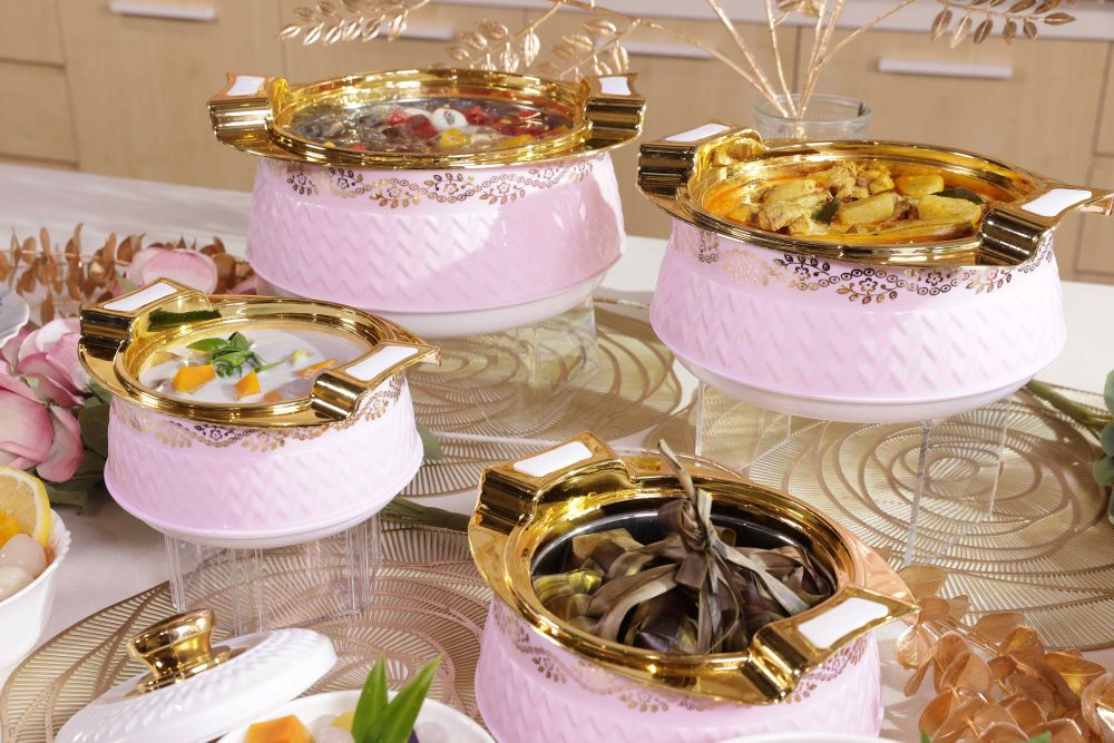 Fabian Thermal Insulated Casserole With Lid Set 4pcs - Glanza Gold Pink