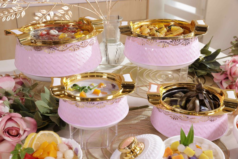 Fabian Thermal Insulated Casserole With Lid Set 4pcs - Glanza Gold Pink