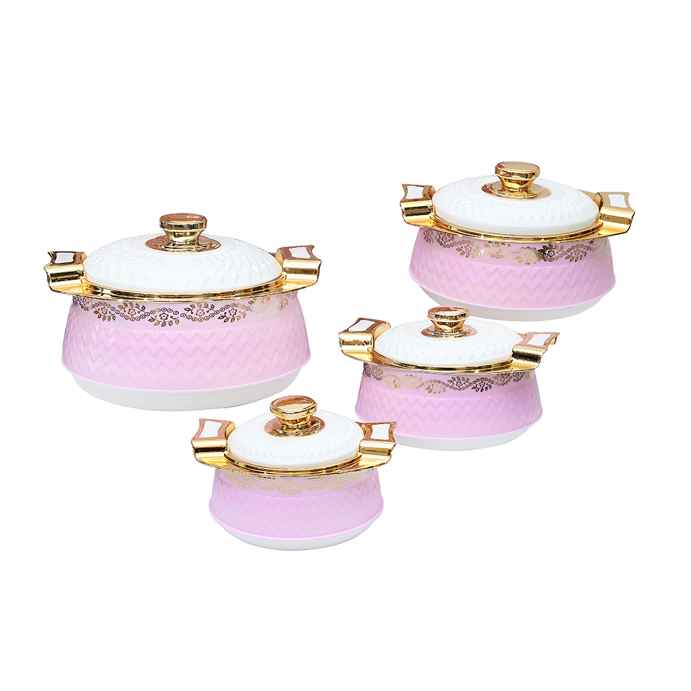Fabian Thermal Insulated Casserole With Lid Set 4pcs - Glanza Gold Pink [FREE S/S Casserole With Lid (5 Pcs) - Gold]
