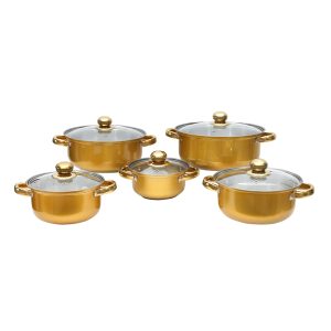 Fabian Stainless Steel Casserole With Lid Set 5pcs - Gold