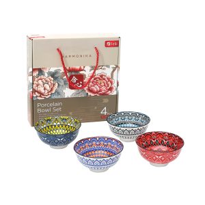 Harmonika Porcelain Rice Bowl 4.5" Set 4pcs - Oriental