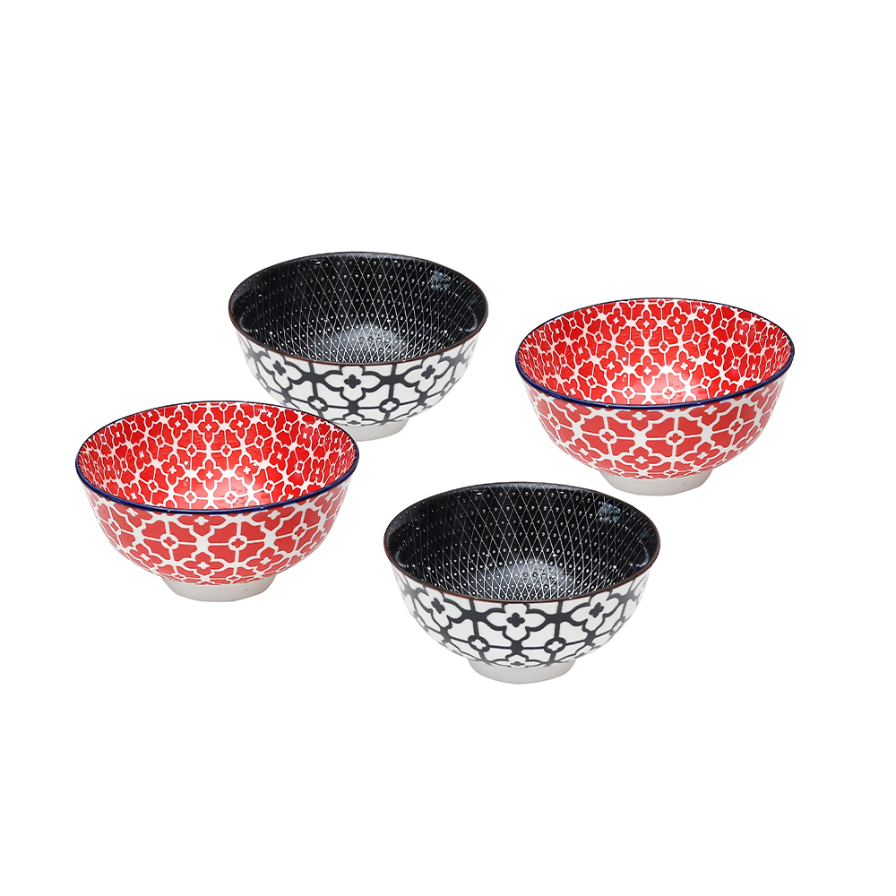 Harmonika Porcelain Rice Bowl 4.5" Set 4pcs - Oriental