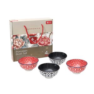 Harmonika Porcelain Rice Bowl 4.5" Set 4pcs - Oriental