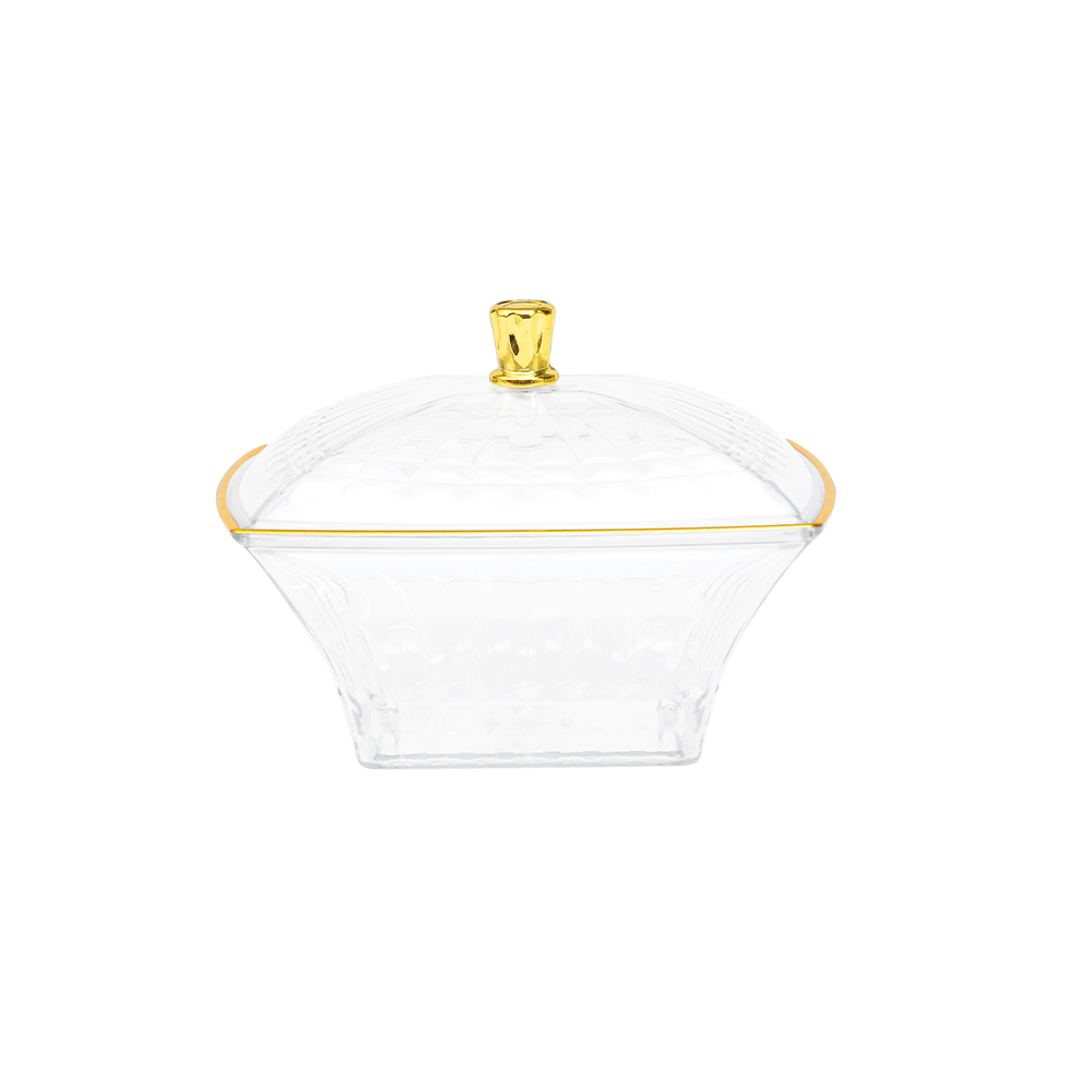 Fabian PET Square Serving Candy Bowl With Lid 16.5cm