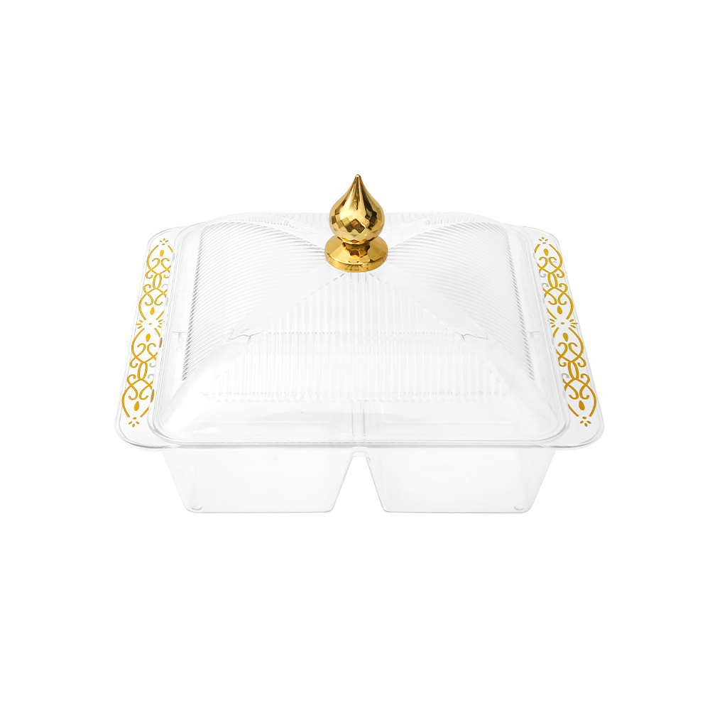 Fabian PET Square Serving Tray With Lid 4 Compartments 25cm