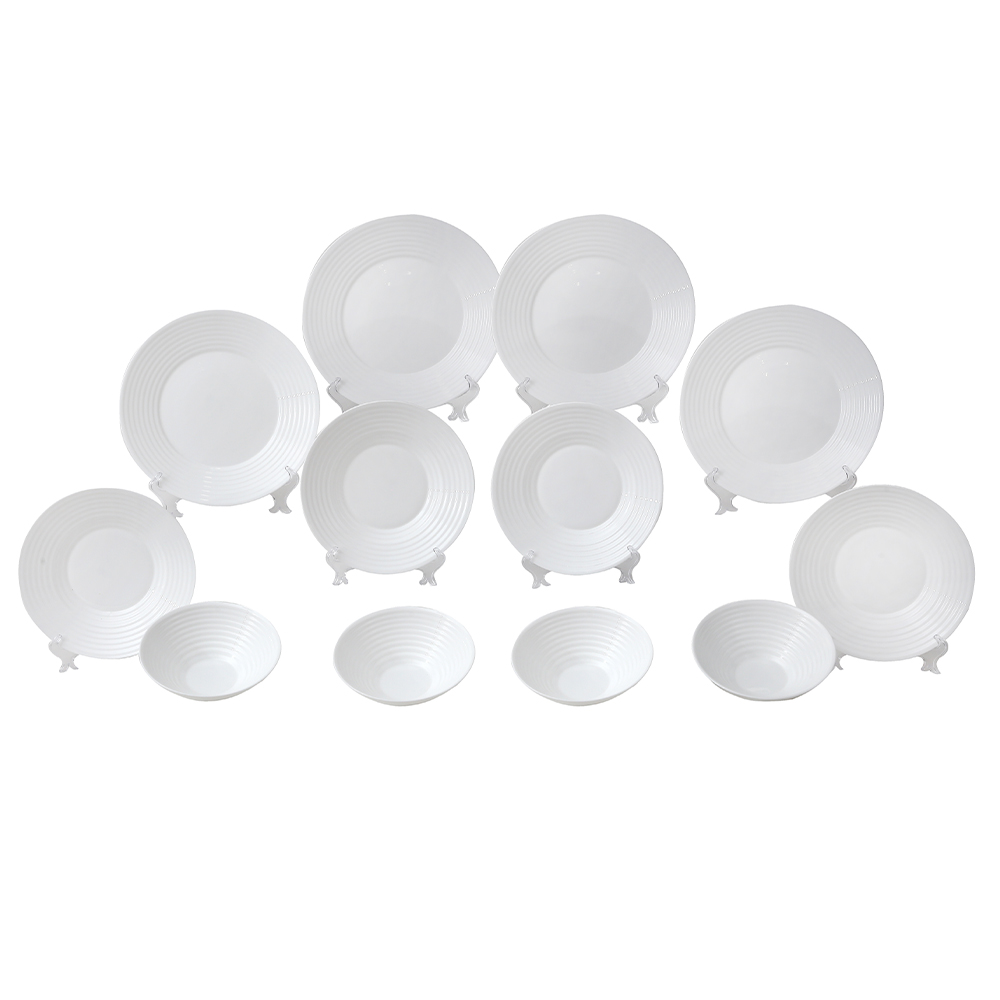 Dinexe Opal Glass White Dinnerware Set 12pcs Bundle Deal x 2 Sets - Minea [FREE S/S Cutlery 16 Pcs]