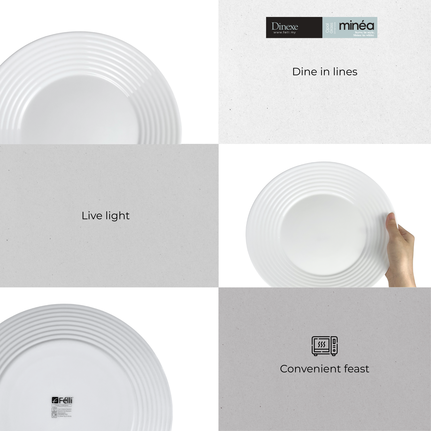 Dinexe Opal Glass White Dinnerware Set 12pcs Bundle Deal x 2 Sets - Minea [FREE S/S Cutlery 16 Pcs]