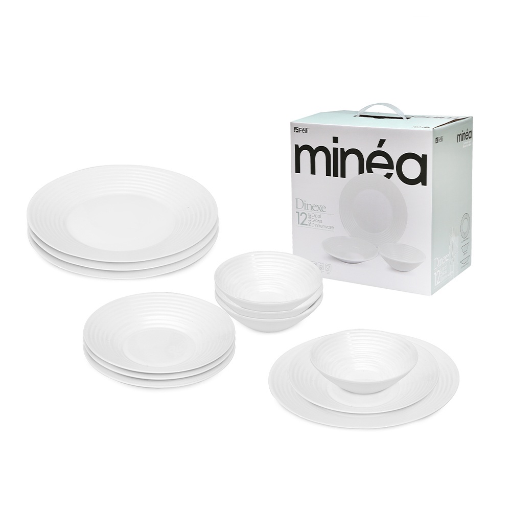 Dinexe Opal Glass White Dinnerware Set 12pcs - Minea