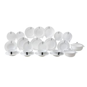 Dinexe Opal Glass White Dinnerware Set 26pcs - Linea [FREE S/S Cutlery 12pcs]
