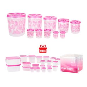 Jumbo Air Tight Canister Set 10pcs - Balang Raya Pink [FREE Canister 21 Pcs]