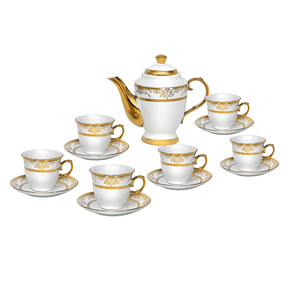 Felli Majestica Gold Teapot and Cup & Saucer Set 13pcs