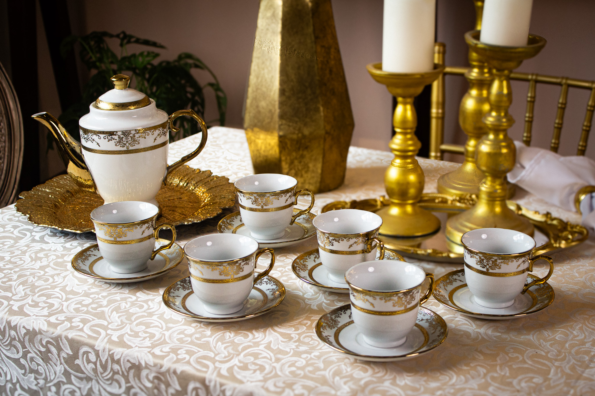 Felli Majestica Gold Teapot and Cup & Saucer Set 13pcs